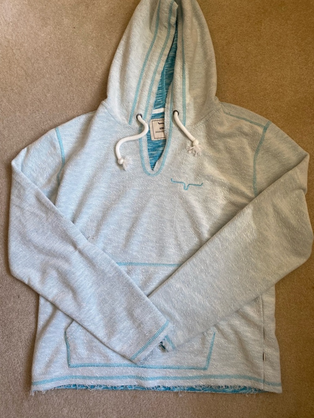 Kimes Ranch Light Blue Men's Hoodie with Contrast Trim
